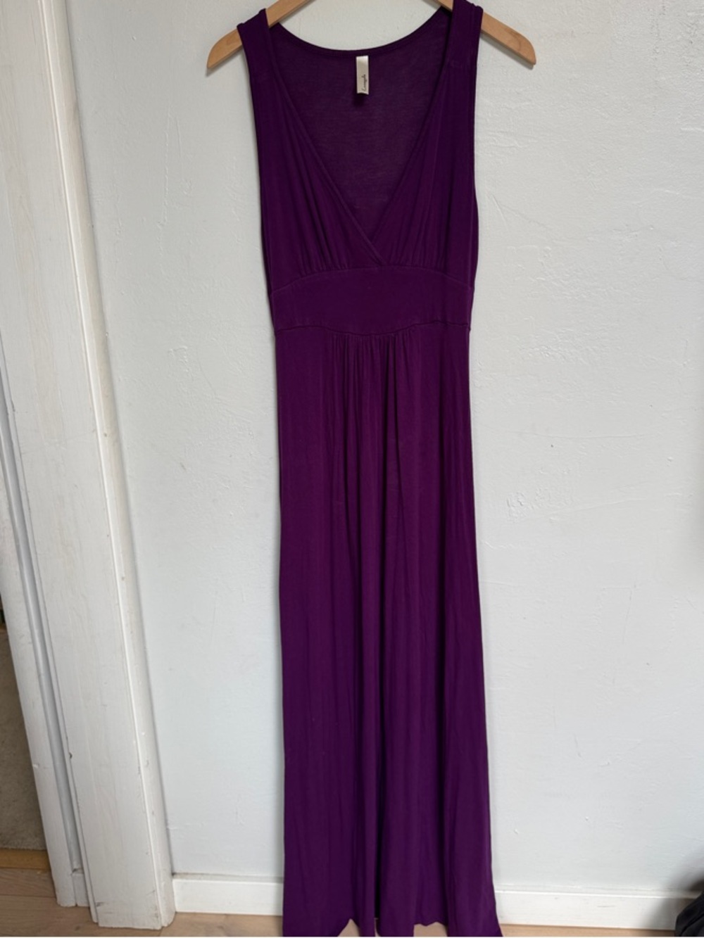 Loveappella Sleeveless V-Neck Maxi Dress in Deep Purple